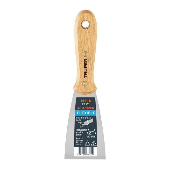 Espátula flexible 2" con mango de madera Truper