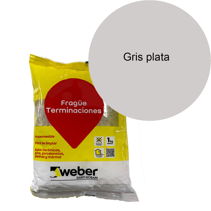 Frague Pisos y Muros Antihongos Weber Gris Plata 1 KG