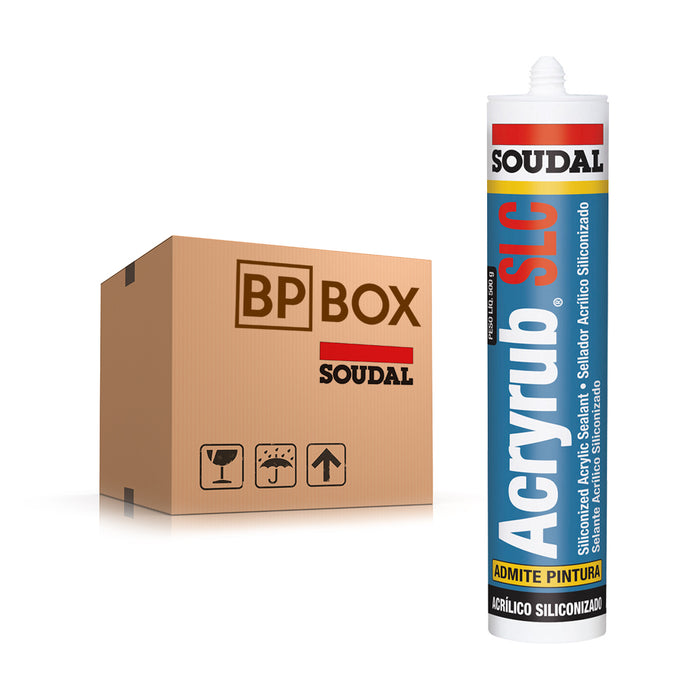 Sellador Acrílico Blanco Pintable Acryrub 300 ml Soudal Caja 12 unidades