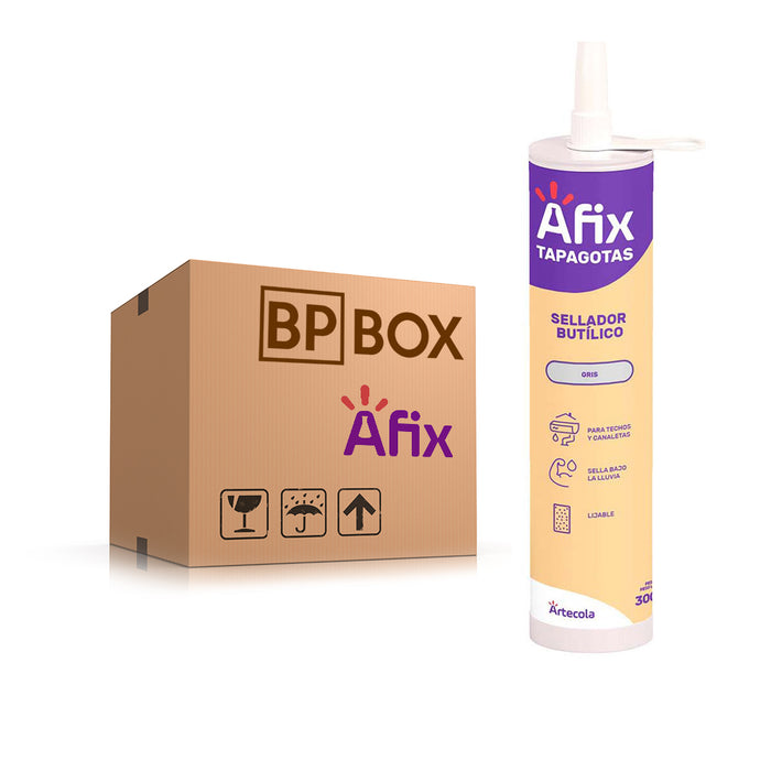 Sellador Tapagoteras Butílico Gris 300 ml AFIX Caja 12 Unidades