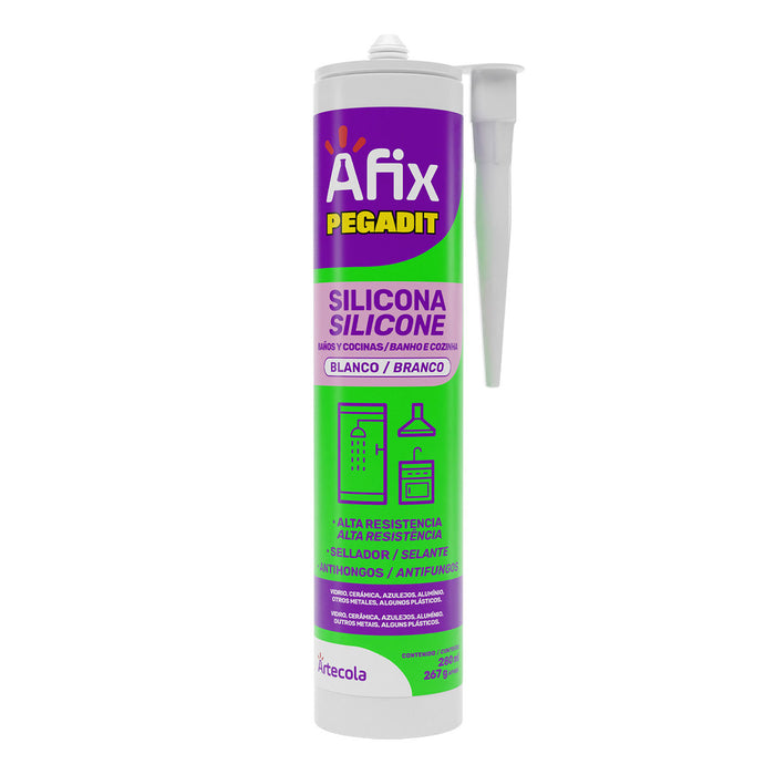 Silicona Baño y Cocina Afix Antihongos Blanca Tubo 280 ml