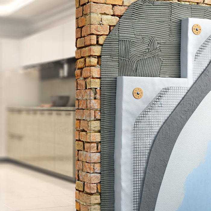 Fachada con sistema EIFS en instalación