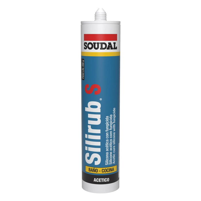 Silicona Acética con fungicida Transparente Soudal 300 ml