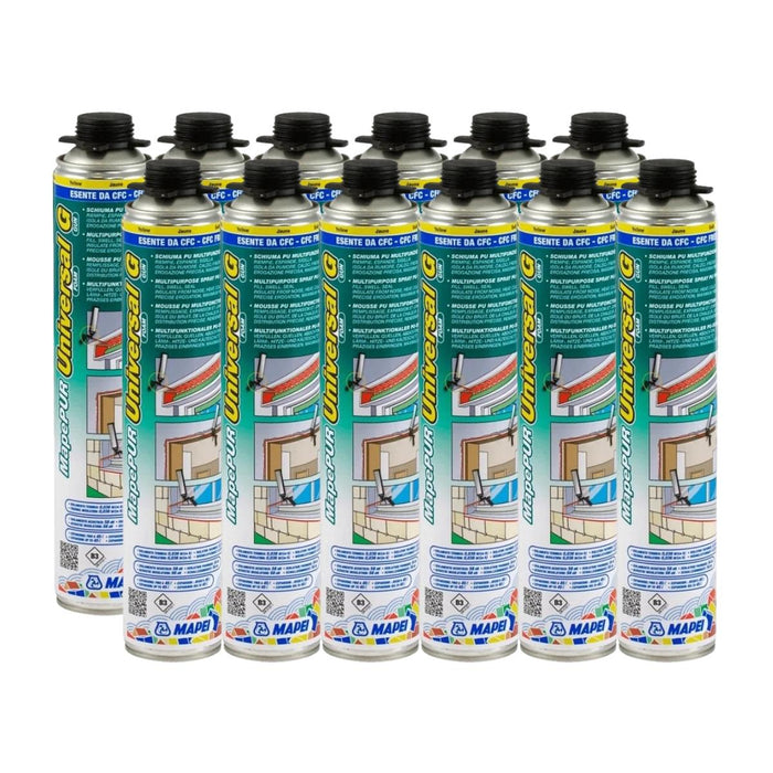 12 latas de espuma de poliuretano expansiva Mapepur Universal Foam G 750 ml
