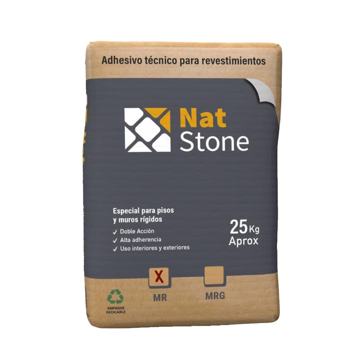Adhesivo Especial Polvo Fino para Piedras, Pisos y Muros Rígidos MR | Piso Sobre Piso Natstone 25 Kg