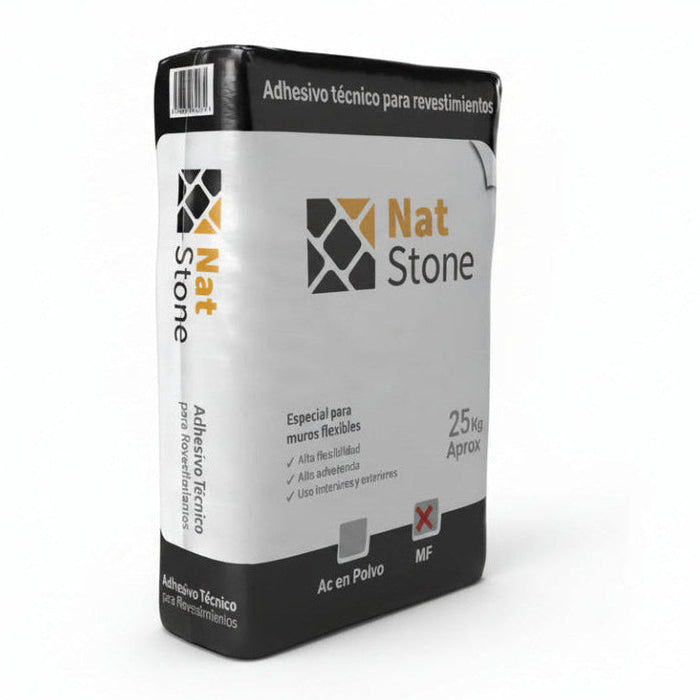Adhesivo MF Polvo Fino para Revestimientos y Piedras sobre Muro Rígido y Flexible Natstone 25 Kg