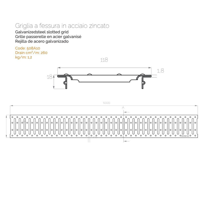 Set Canaleta PVC SAB Drain + Rejilla Galvanizada Peatonal A15