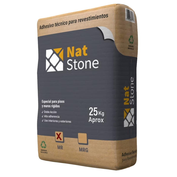 Adhesivo Especial Polvo Fino para Piedras, Pisos y Muros Rígidos MR | Piso Sobre Piso Natstone 25 Kg