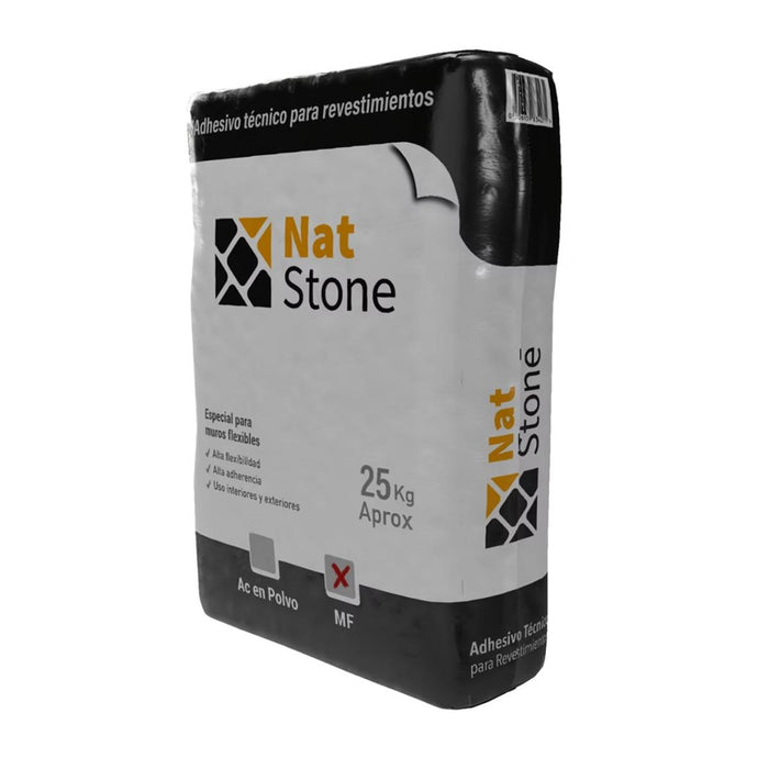 Adhesivo MF Polvo Fino para Revestimientos y Piedras sobre Muro Rígido y Flexible Natstone 25 Kg