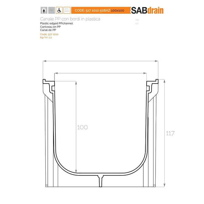 Set Canaleta PVC SAB Drain + Rejilla Galvanizada Peatonal A15