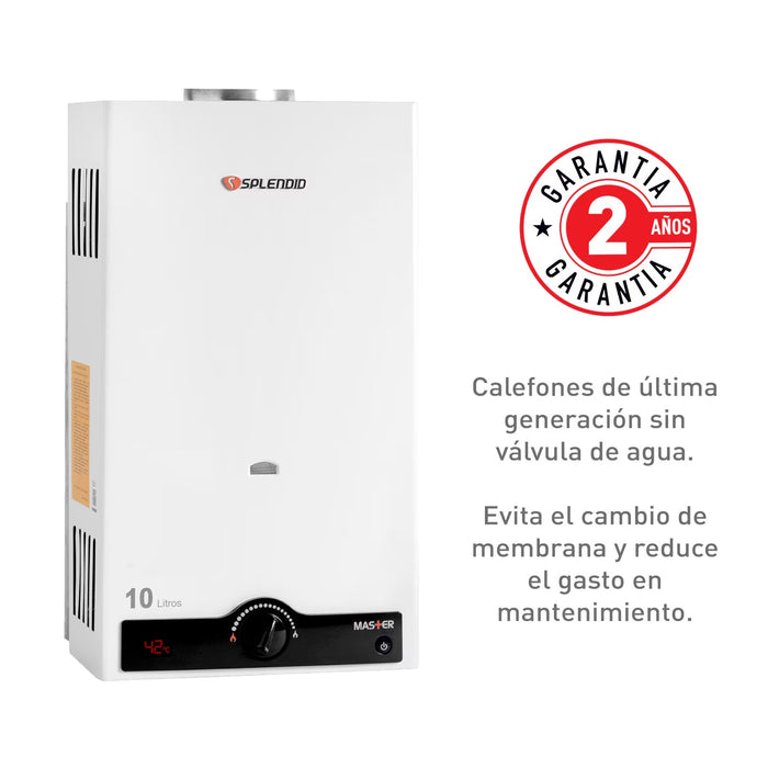 Calefont 10 litros Gas licuado Tiro natural Splendid