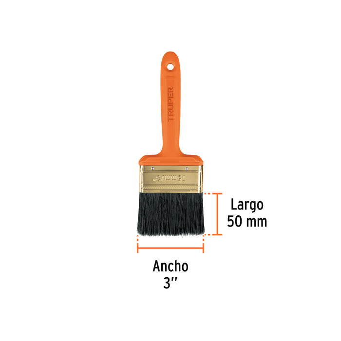 Brocha profesional 3" con mango de plástico Truper