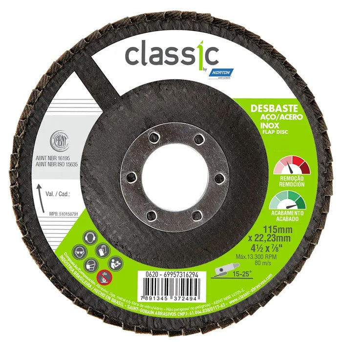 Disco Traslapado Norton Classic 115X22MM 4 1/2" Grano 60