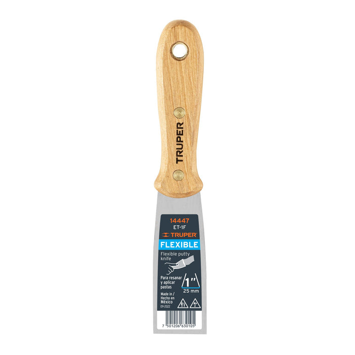 Espátula flexible 1" con mango de madera Truper