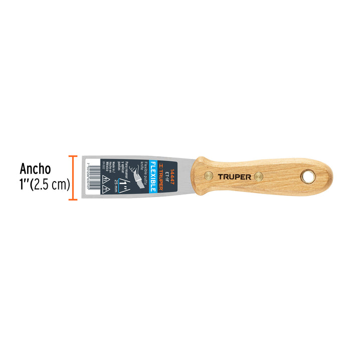 Espátula flexible 1" con mango de madera Truper