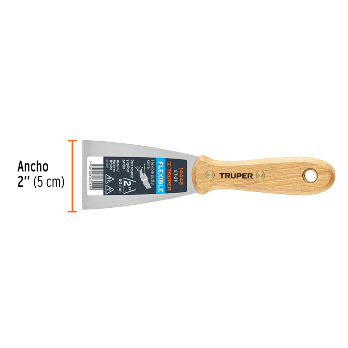 Espátula flexible 2" con mango de madera Truper