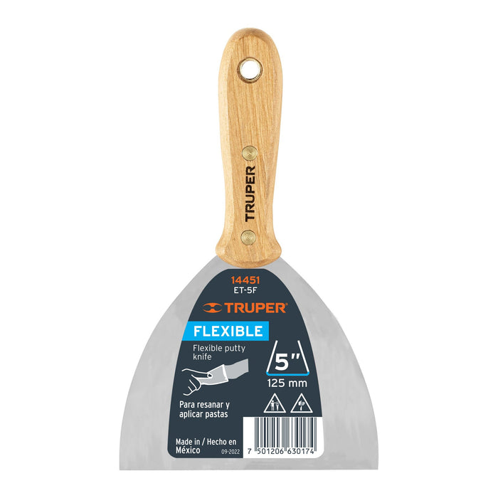 Espátula flexible 5" con mango de madera Truper
