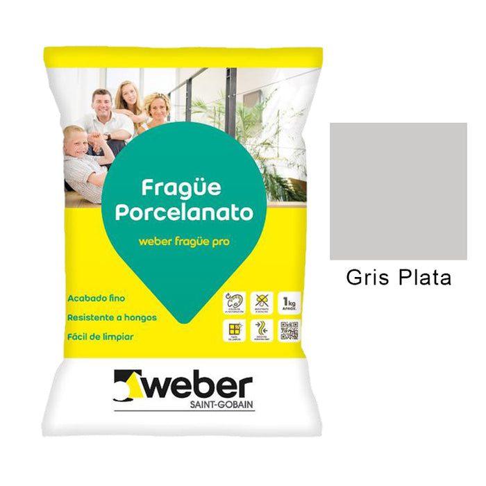 Fragüe Porcelanato Weber Gris Plata 1 KG