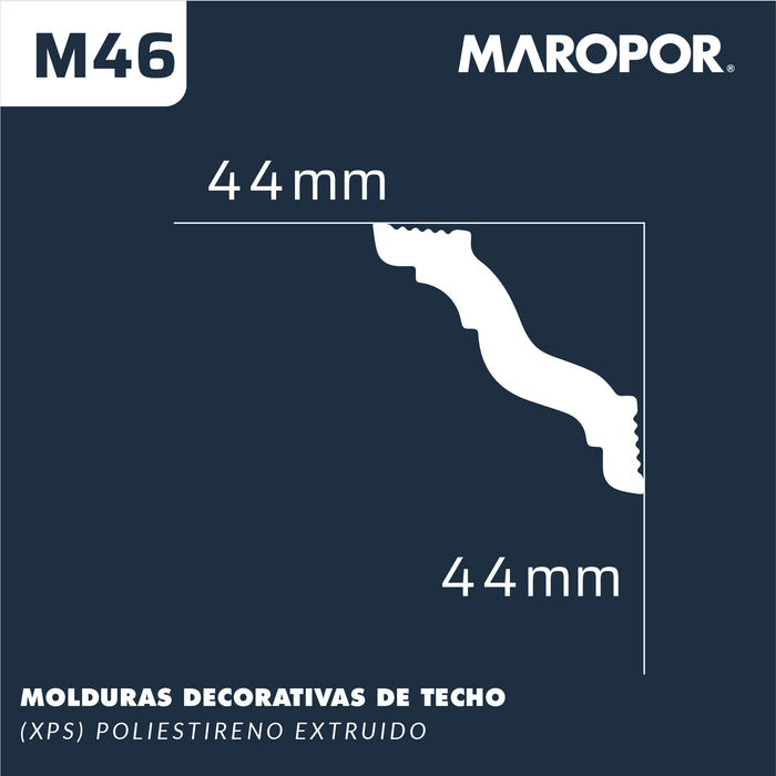 Moldura Poliestireno M46 44X44 mm 2 mts