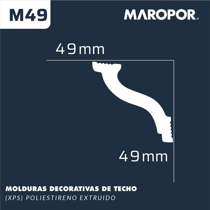 Moldura Poliestireno M49 49X49 mm 2 mts