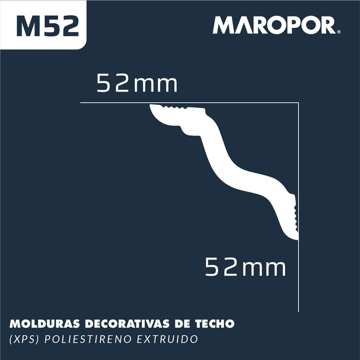 Moldura Poliestireno M52 52X52 mm 2 mts