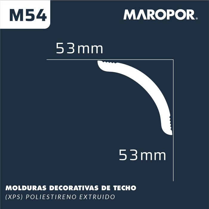 Moldura Poliestireno M54 53X53 mm 2 mts