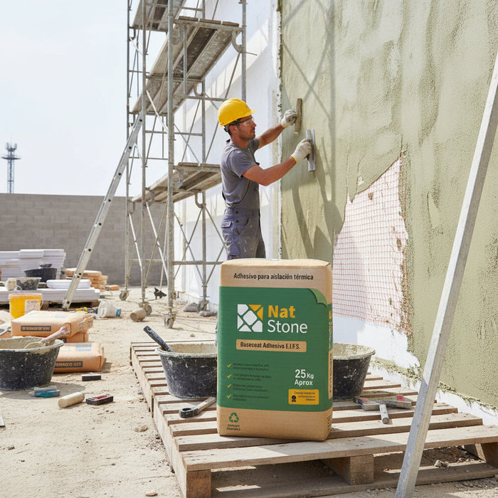 Base Coat NatStone saco 25 kg adhesivo para pegar EPS y malla de fibra de vidrio