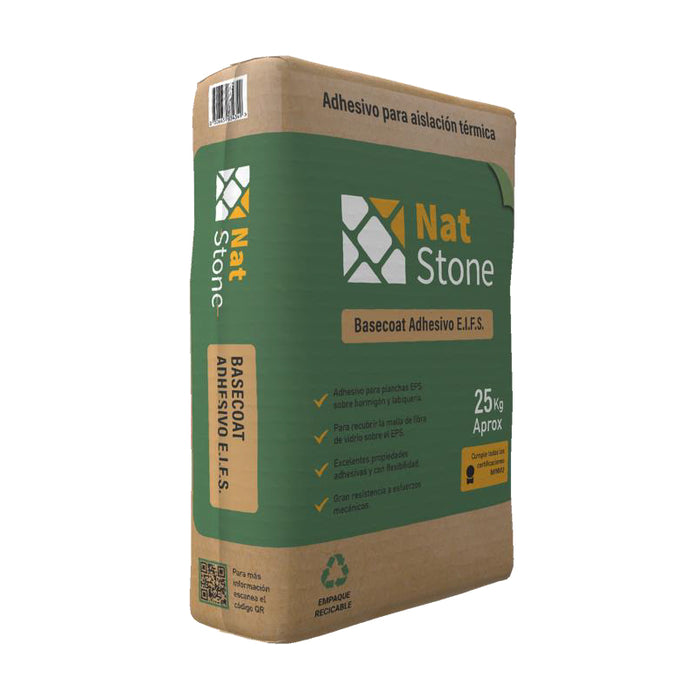 Adhesivo EIFS Aislación Térmica Base Coat NatStone 25 Kg