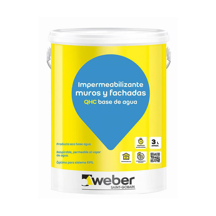 Impermeabilizante Muros y Fachadas QHC 172 Incoloro Weber 3 lt