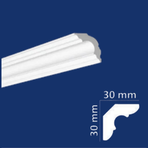 Cornisa WA3030 Wenco poliestireno extruido 30x30 mm con dibujo del perfil