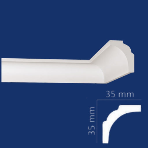 Cornisa WB3535 Wenco poliestireno extruido 35x35 mm con dibujo del perfil