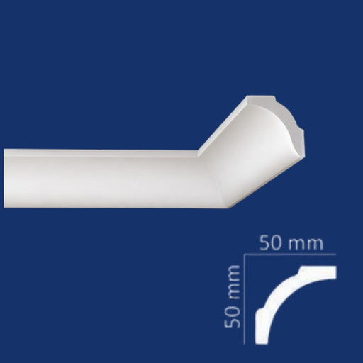 Cornisa WB5050 Wenco poliestireno extruido 50x50 mm con dibujo del perfil