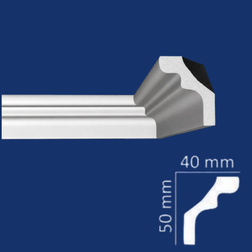 Cornisa WD4050 Wenco poliestireno extruido 40x50 mm con dibujo del perfil