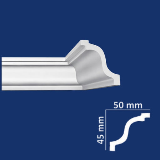 Cornisa WK4550 Wenco poliestireno extruido 50x45 mm con dibujo del perfil