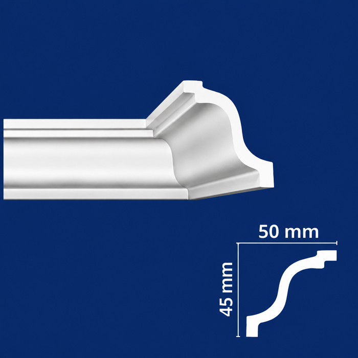 Cornisa Poliestireno WK4550 50x45 mm Wenco Caja 80 Tiras 2 m