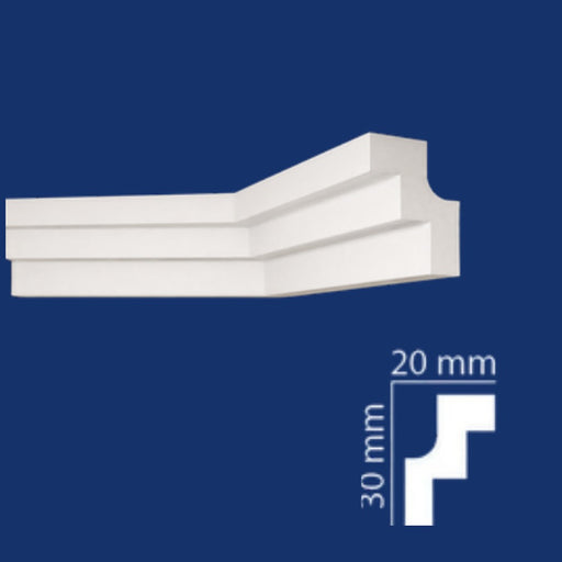Cornisa WS2030 Wenco poliestireno extruido 20x30 mm con dibujo del perfil