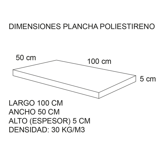 Plancha Aislapol Alta Densidad EPS 100X50 cm 50 mm 20 Kg/m3