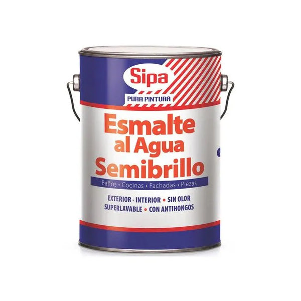 Esmalte al Agua Semibrillo Blanco Sipa 1 Galón