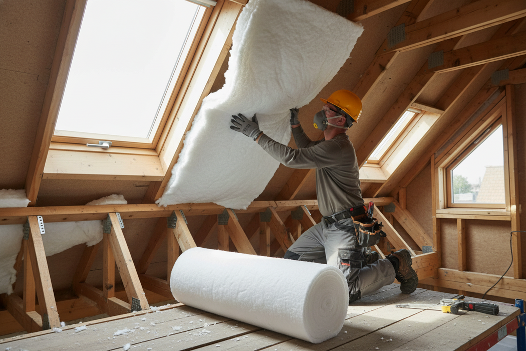 instalacion lana de poliester en techo
