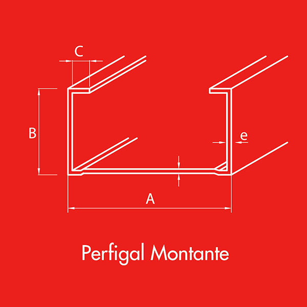 Montante Normal 38X38X6X0.50 Metalcon 3 mt