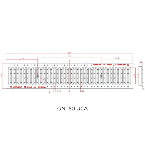 rejilla galvanizada GN 150 UCA 20 cm de ancho