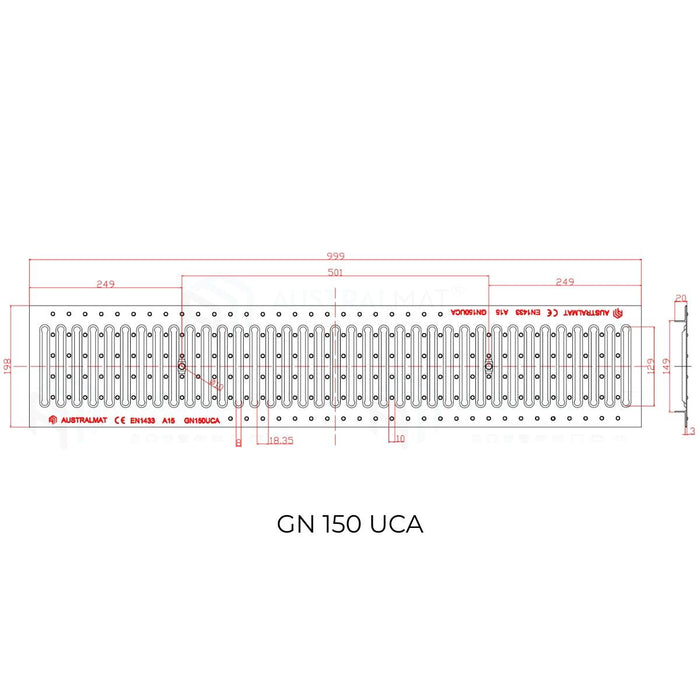 rejilla galvanizada GN 150 UCA 20 cm de ancho