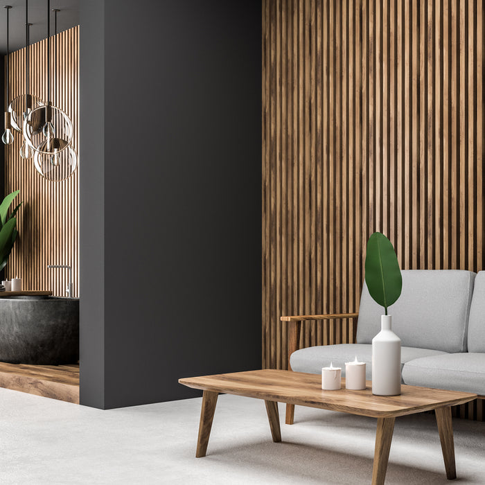 Wall Panel MDF Perfil Ranurado Bambú Rústico Tabla 15x120x2440 mm