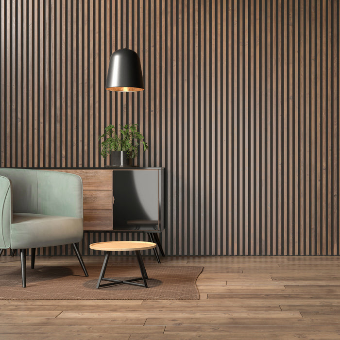 Wall Panel MDF Perfil Ranurado Bambú Rústico Tabla 15x120x2440 mm