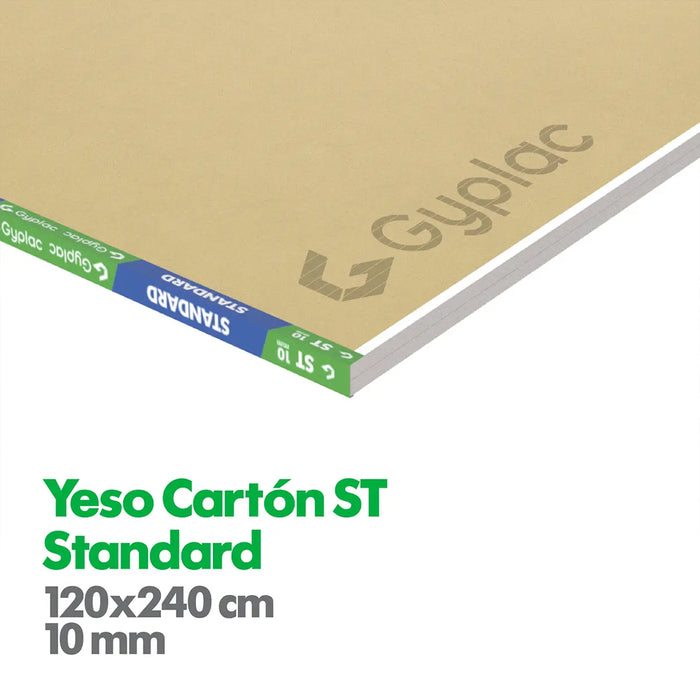 Yeso Cartón ST Estándar 1,20m x 2,40m x 10mm espesor BR Gyplac